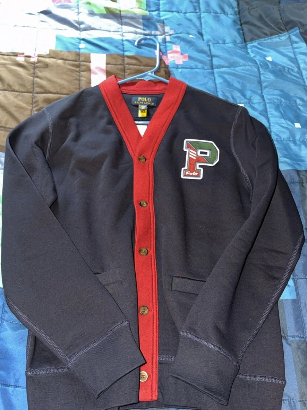 Polo by Ralph Lauren Navy Sweater with Burgundy Trim